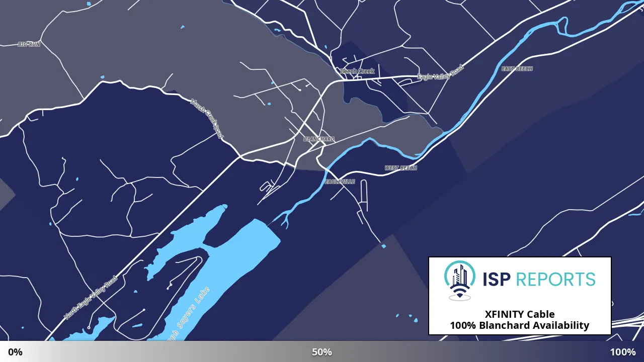 Blanchard, PA map of internet availability