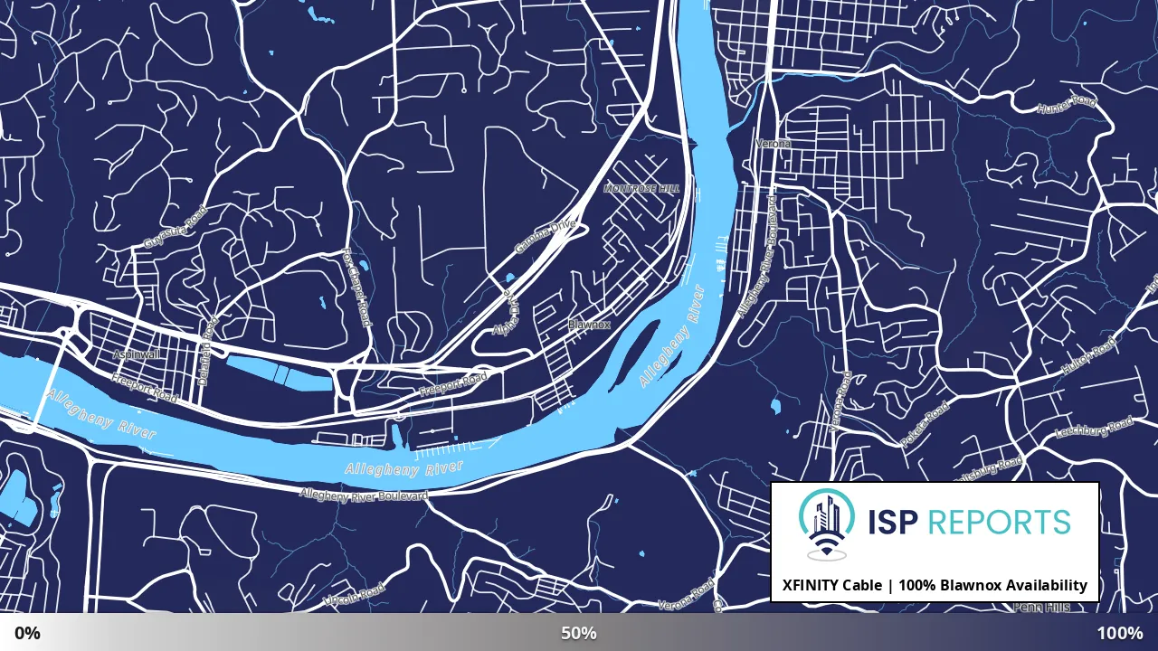 Blawnox, PA map of internet availability
