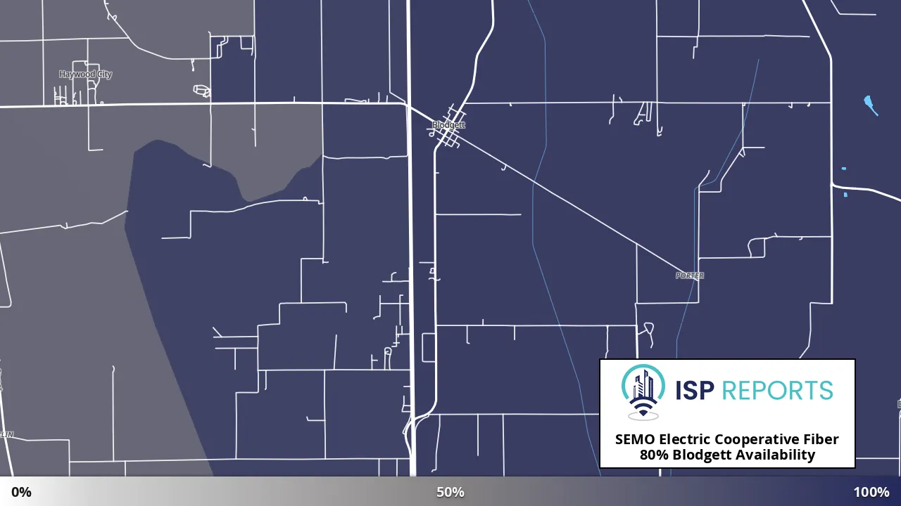 Blodgett, MO map of internet availability