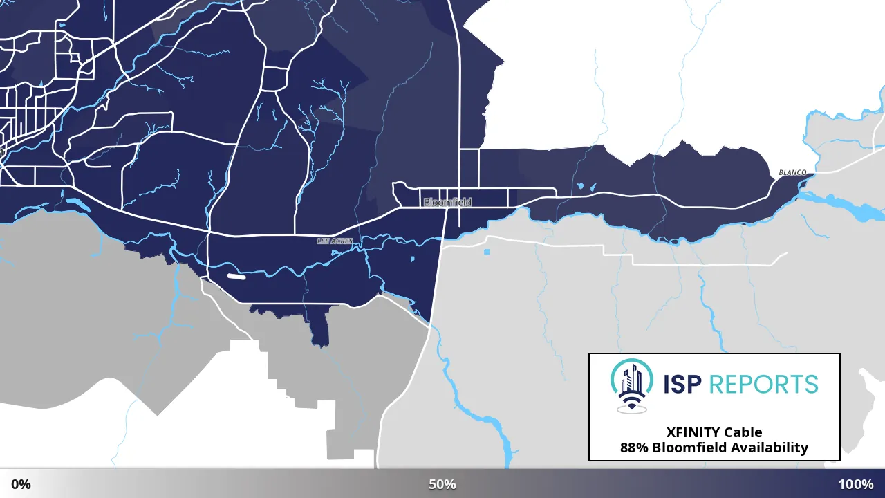Bloomfield, NM map of internet availability