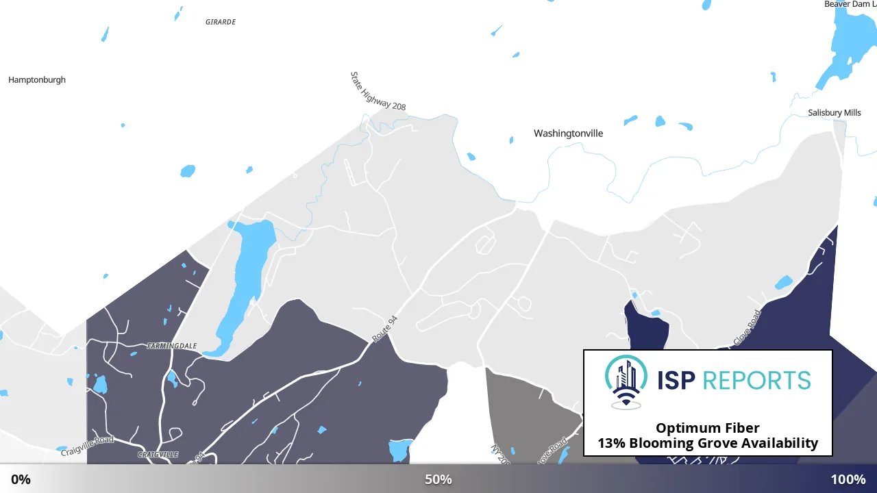 Blooming Grove, NY map of internet availability