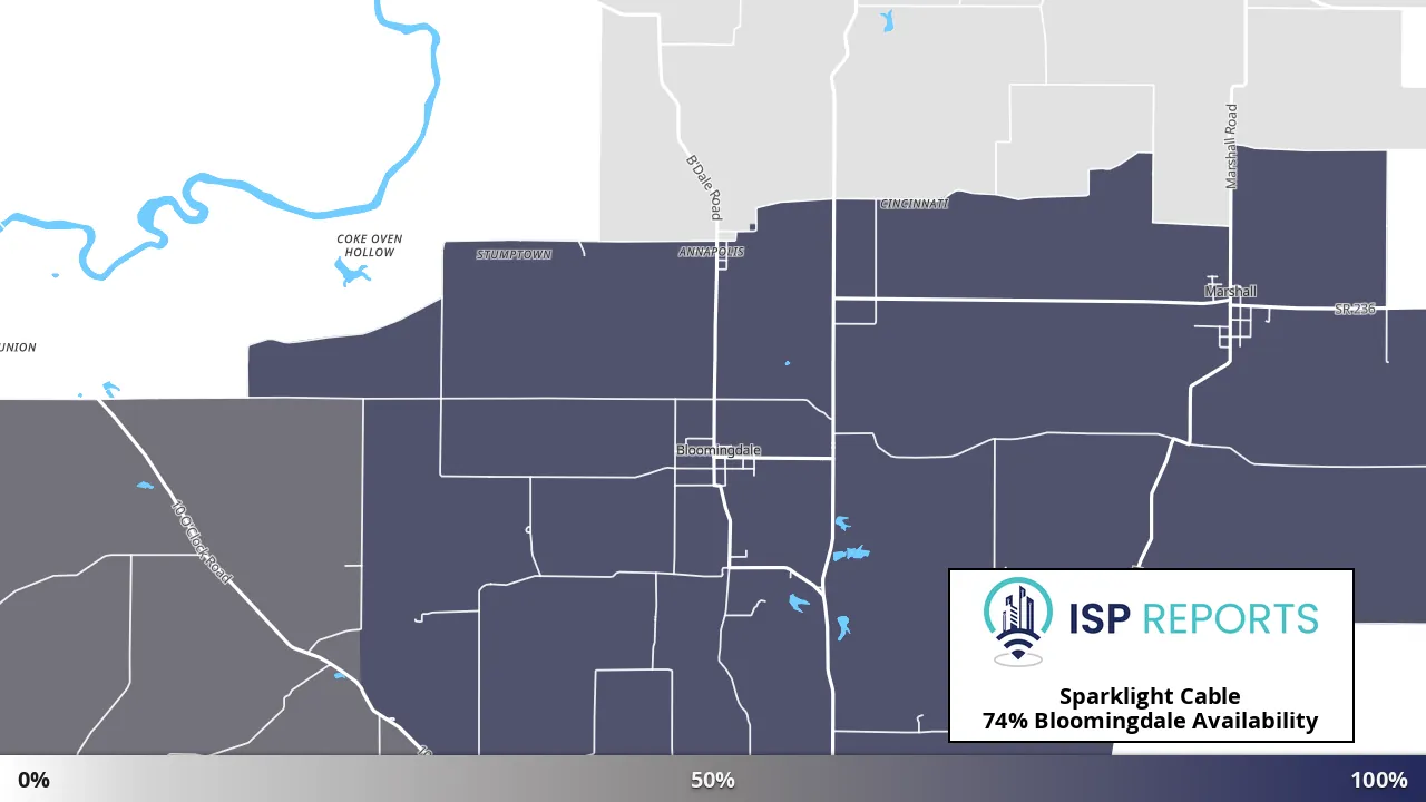 Bloomingdale, IN map of internet availability