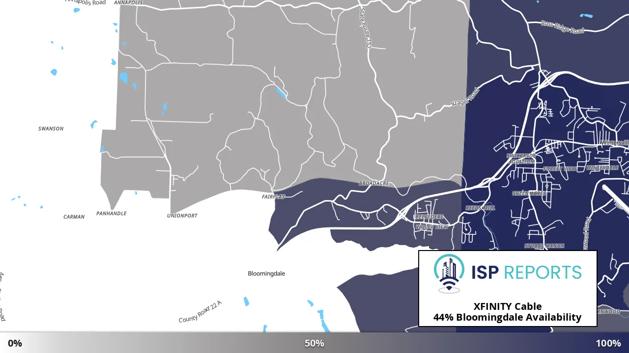 Bloomingdale, OH map of internet availability