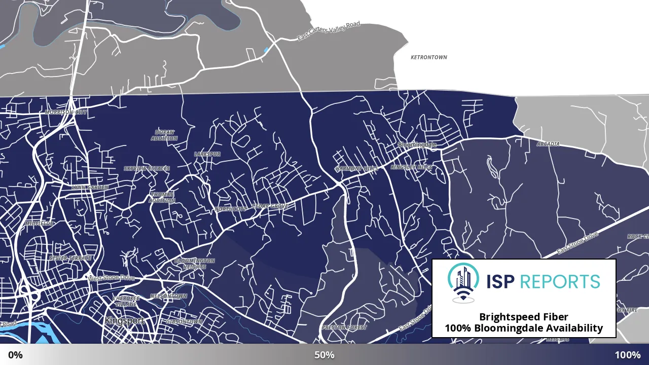 Bloomingdale, TN map of internet availability