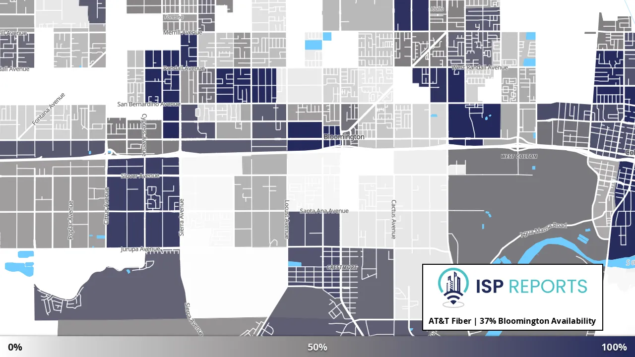 Bloomington, CA map of internet availability
