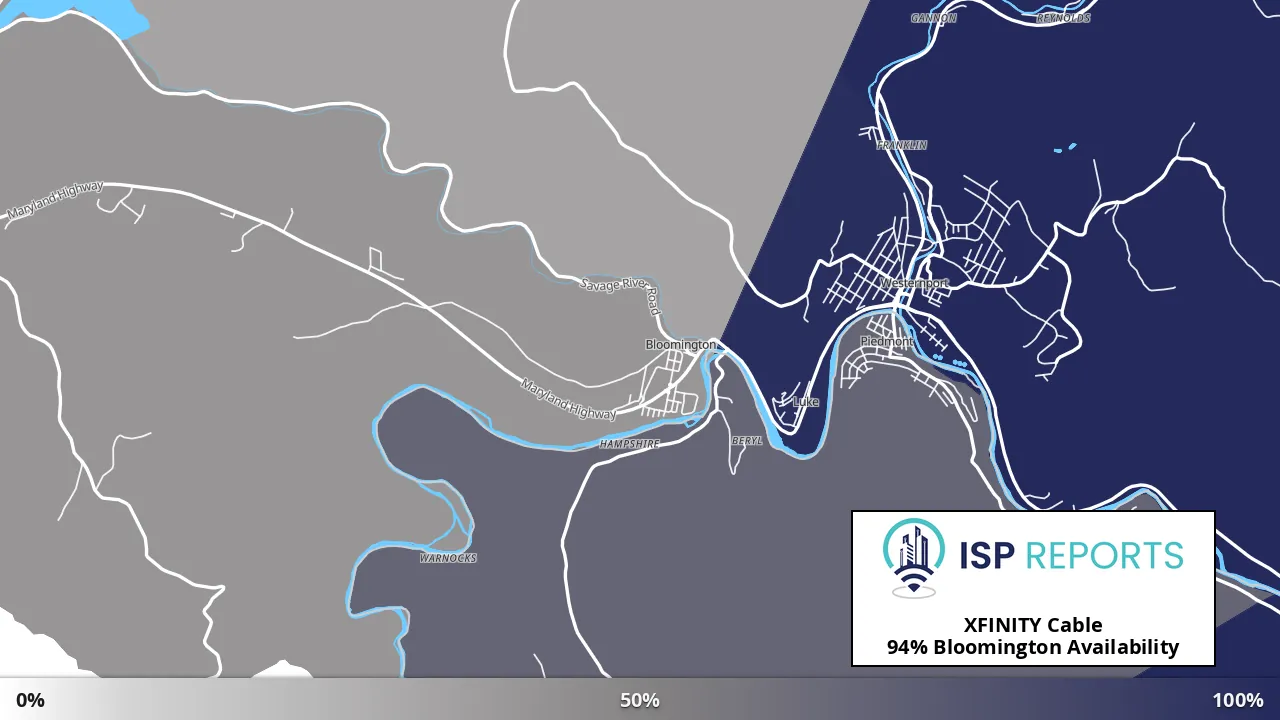 Bloomington, MD map of internet availability