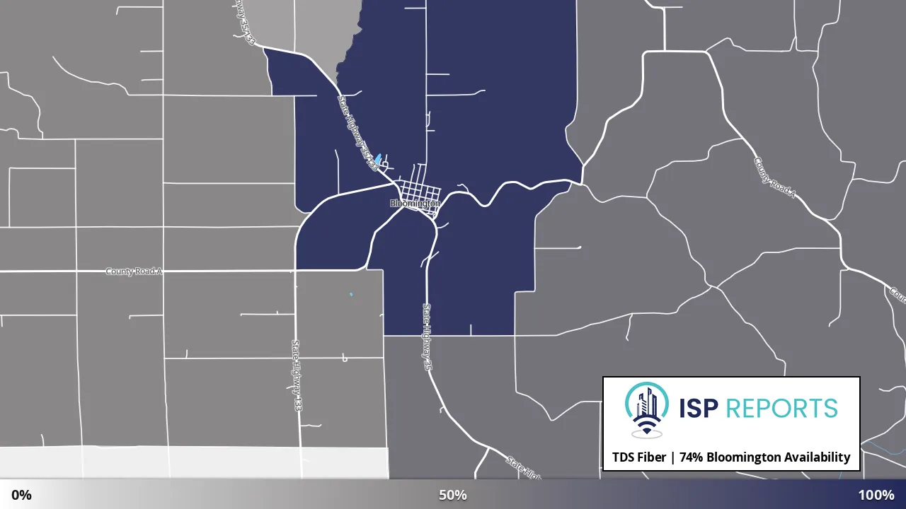 Bloomington, WI map of internet availability