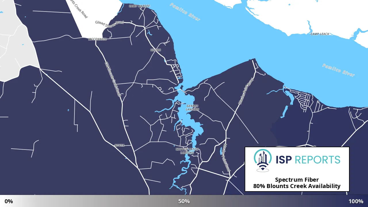 Blounts Creek, NC map of internet availability