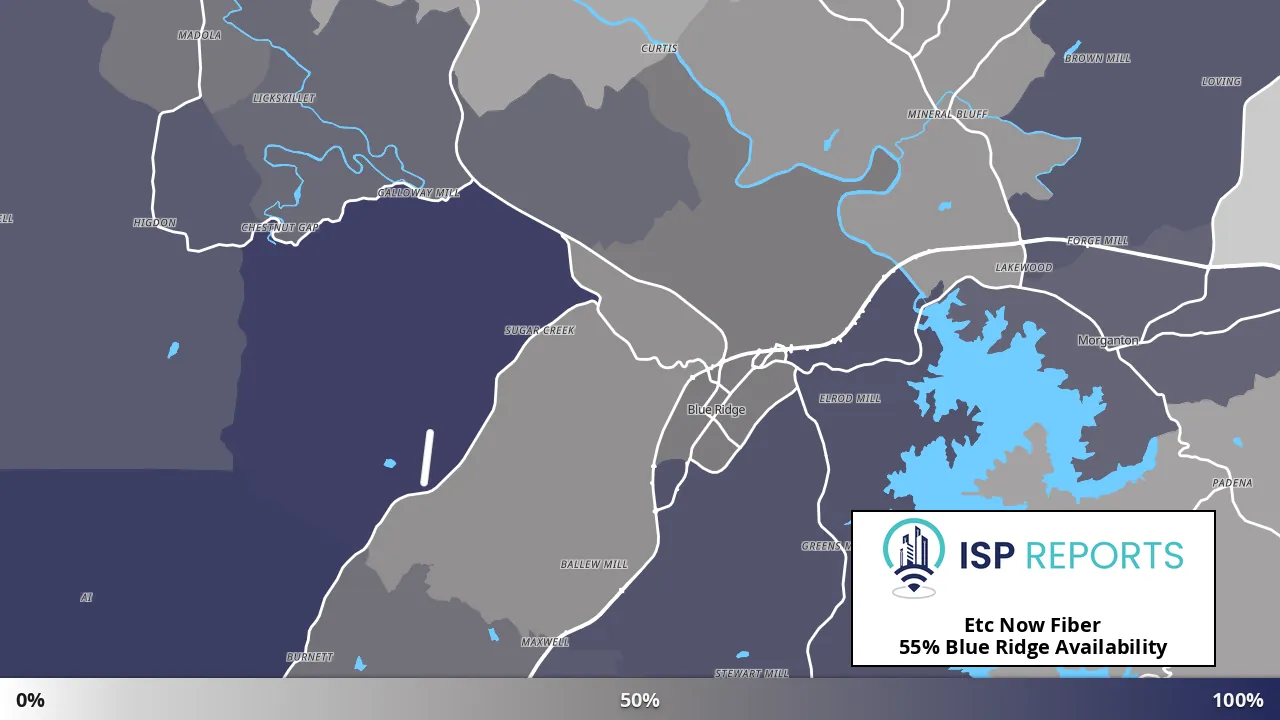 Blue Ridge, GA map of internet availability