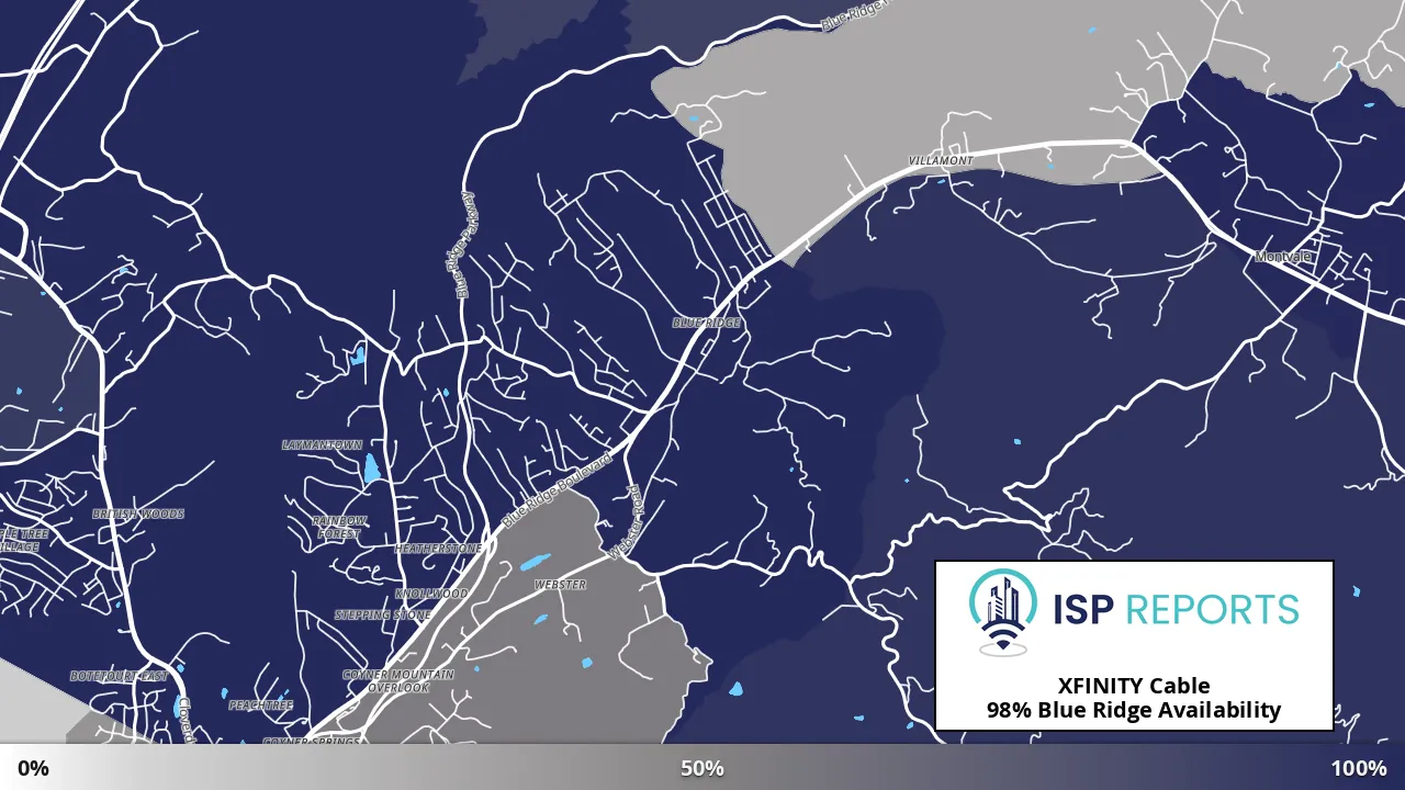 Blue Ridge, VA map of internet availability
