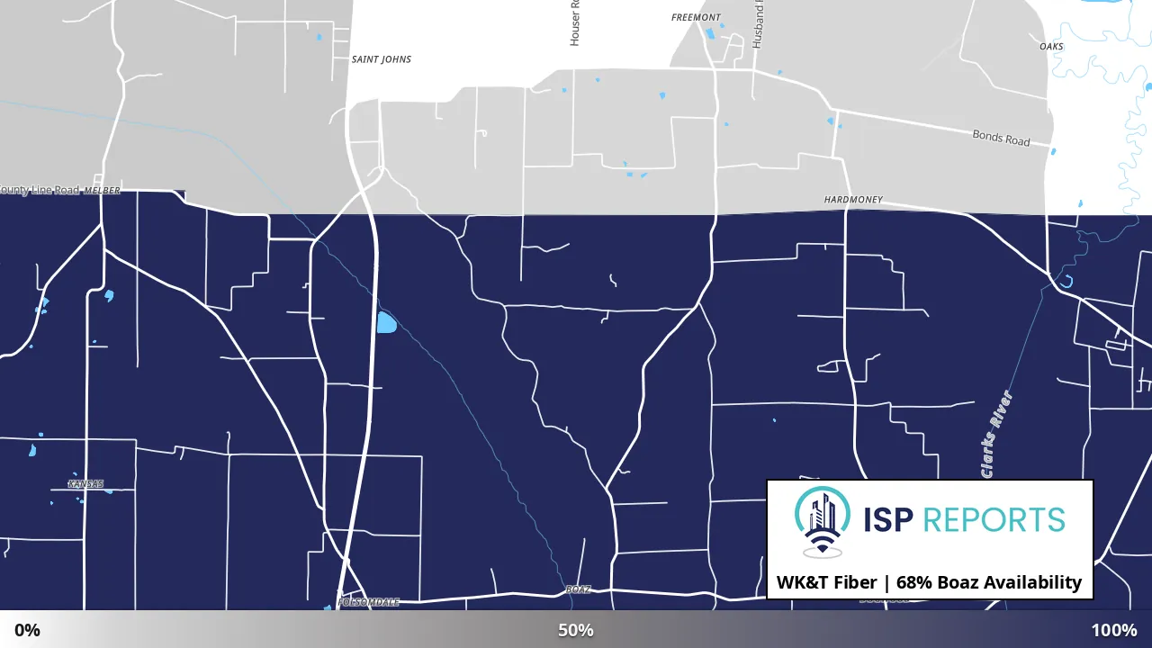 Boaz, KY map of internet availability