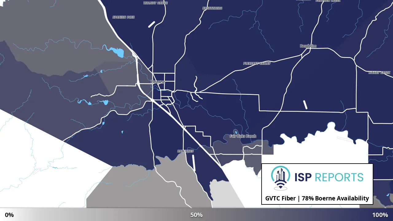 Boerne, TX map of internet availability