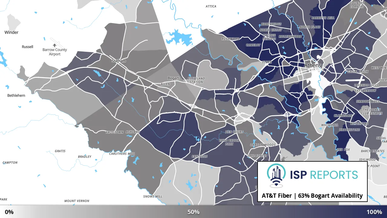 Bogart, GA map of internet availability