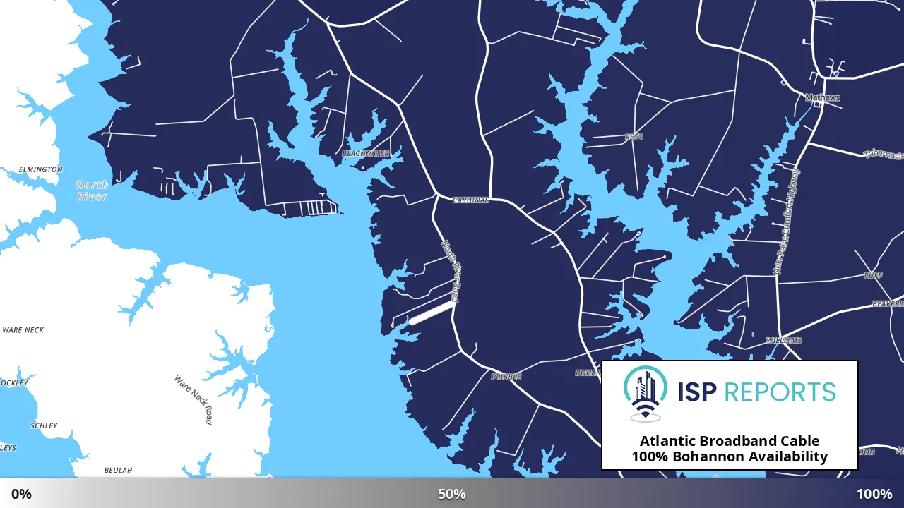 Bohannon, VA map of internet availability