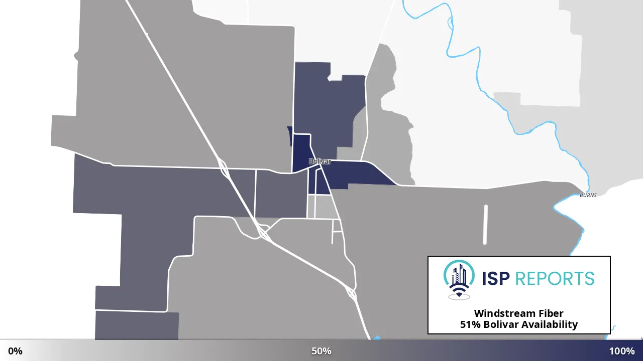 Bolivar, MO map of internet availability