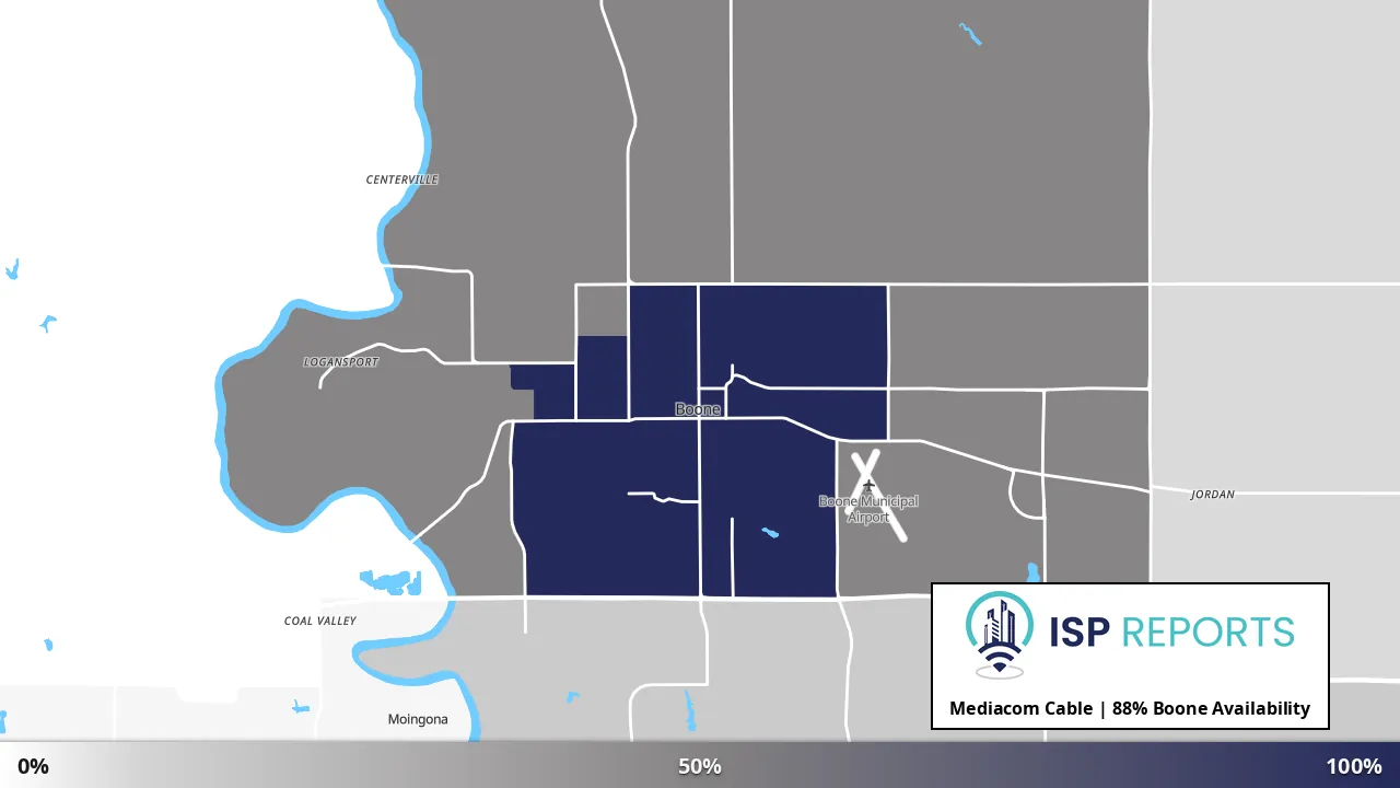 Boone, IA map of internet availability