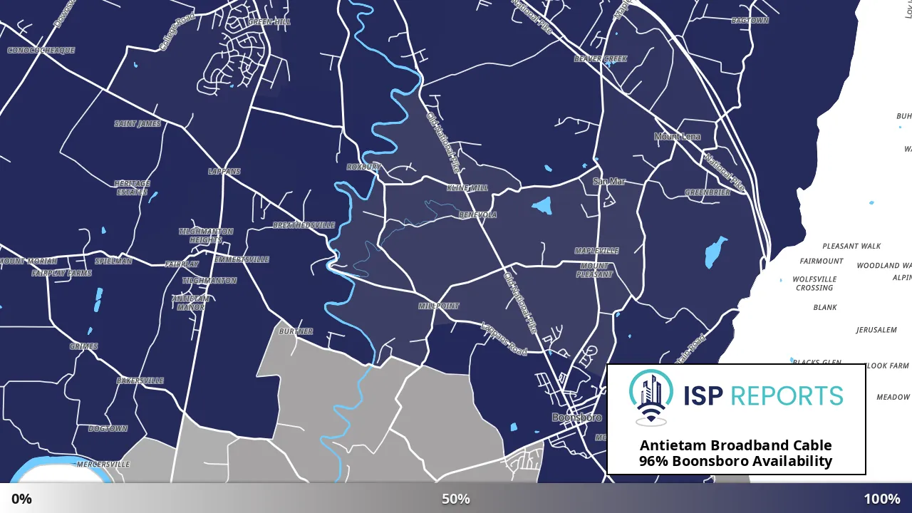 Boonsboro, MD map of internet availability