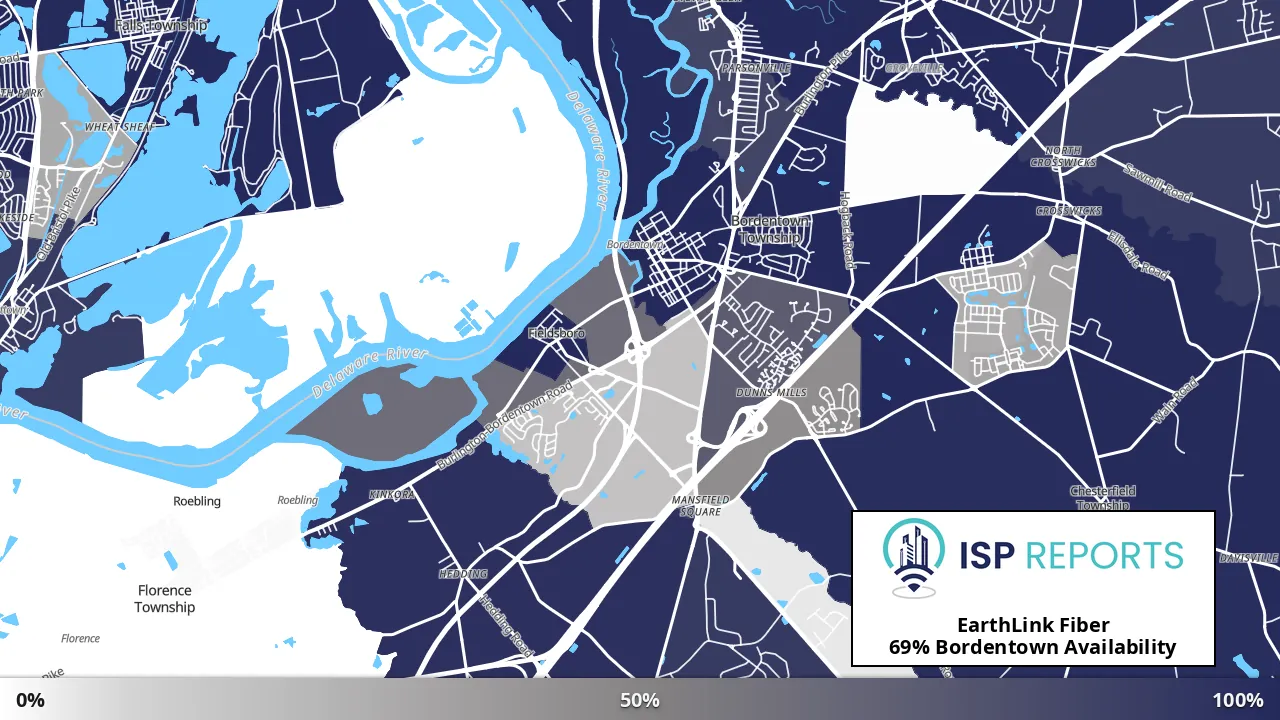Bordentown, NJ map of internet availability