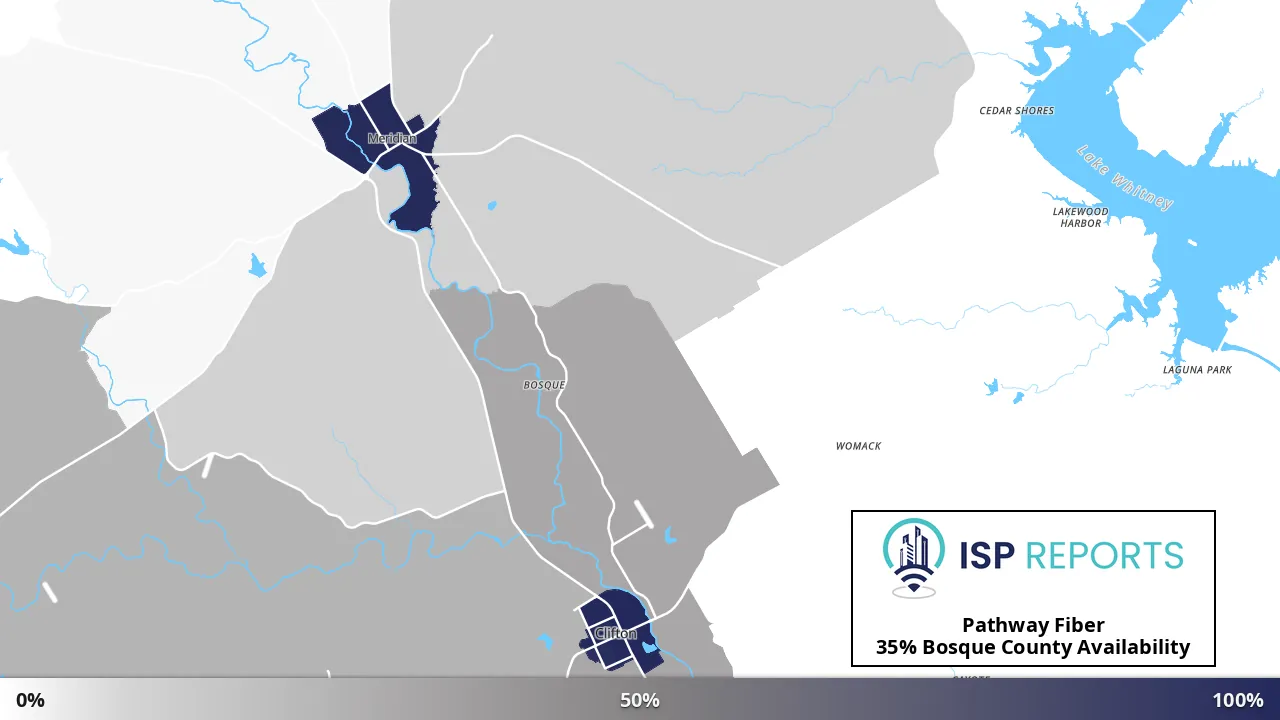 Bosque County, TX map of internet availability