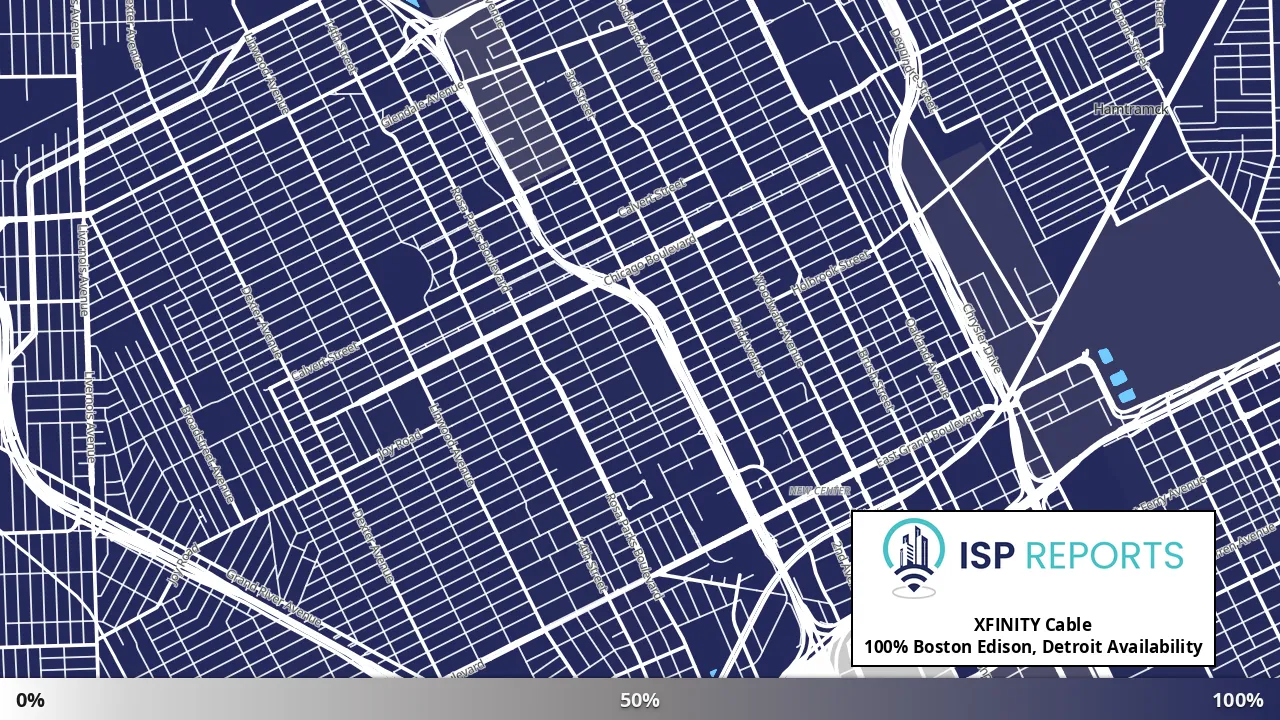 Boston Edison, Detroit, MI map of internet availability