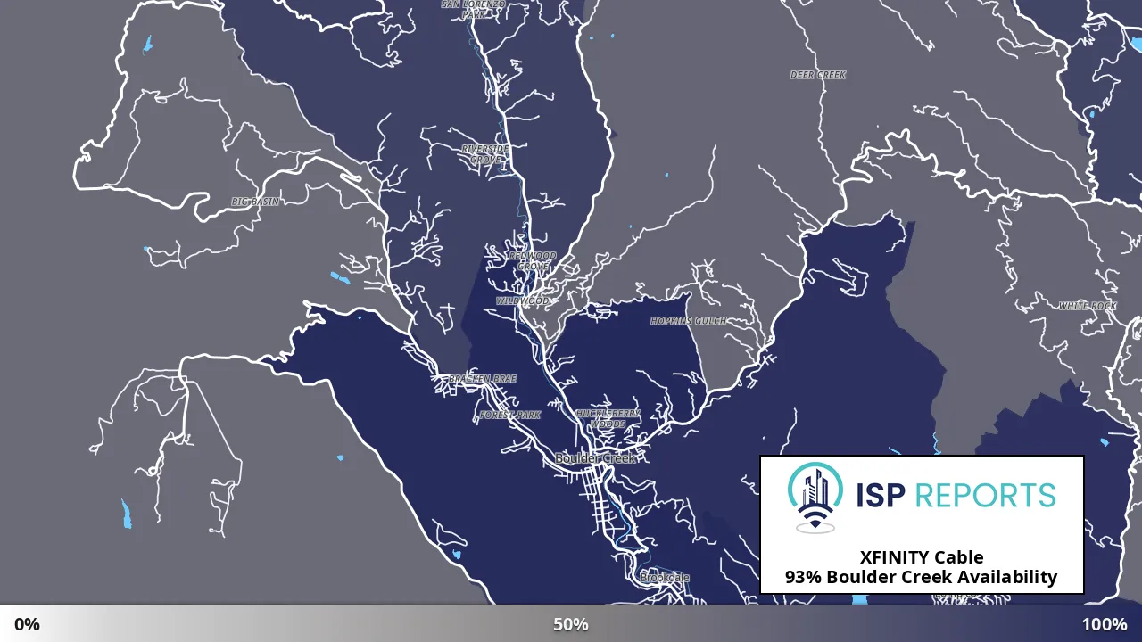 Boulder Creek, CA map of internet availability