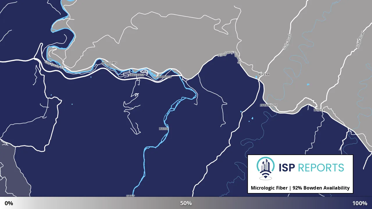 Bowden, WV map of internet availability