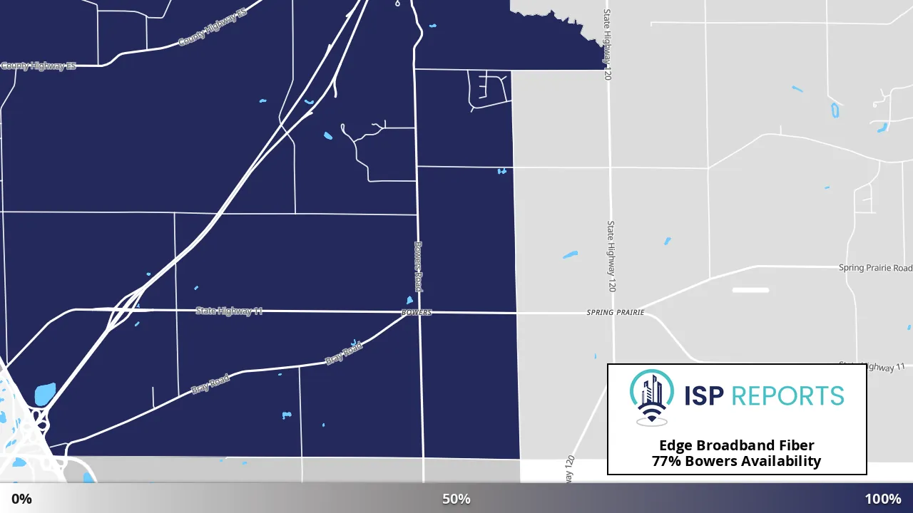 Bowers, WI map of internet availability