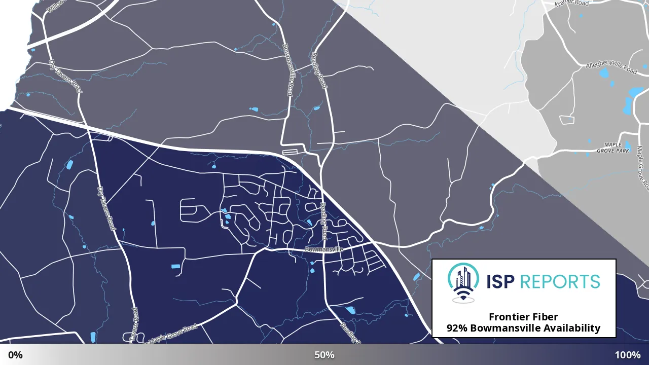 Bowmansville, PA map of internet availability