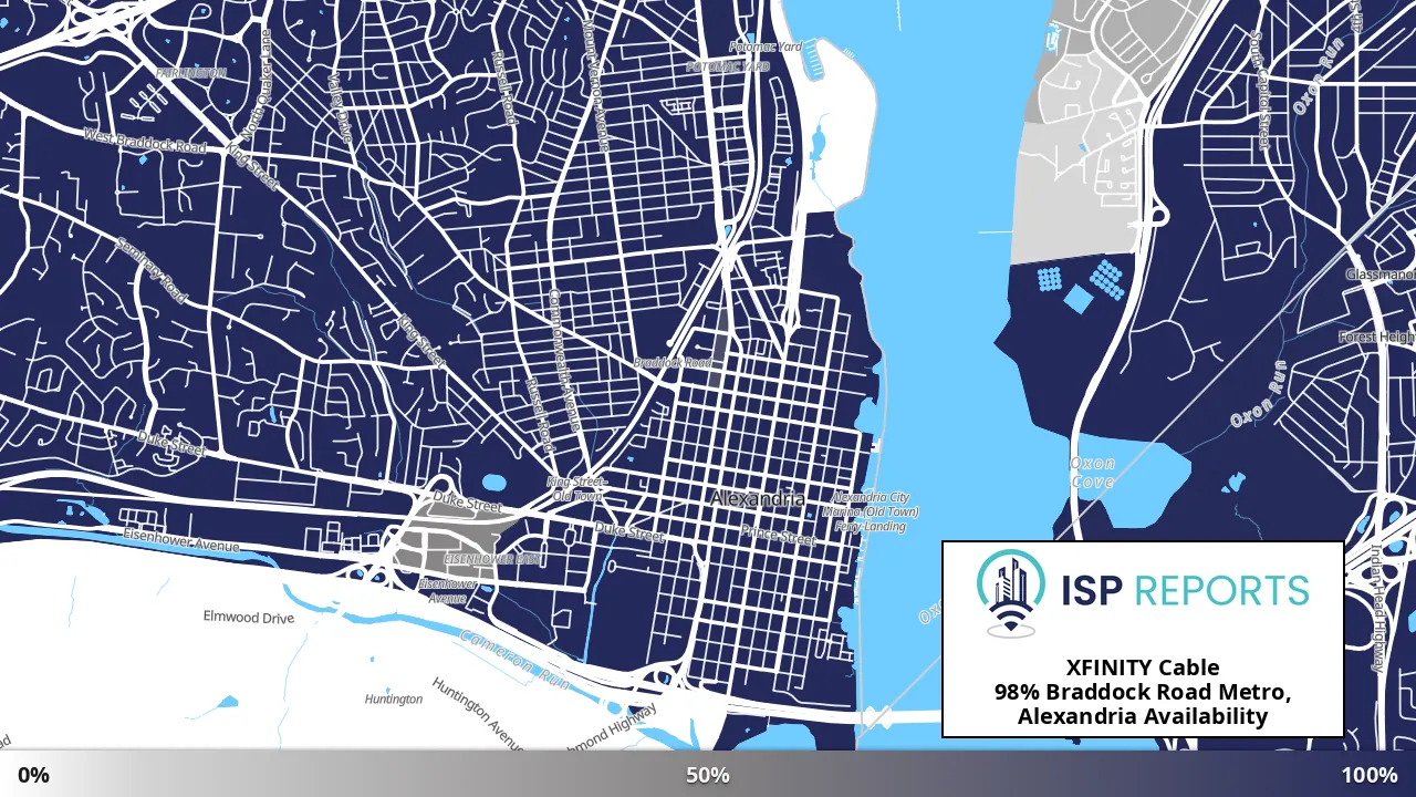 Braddock Road Metro, Alexandria, VA map of internet availability