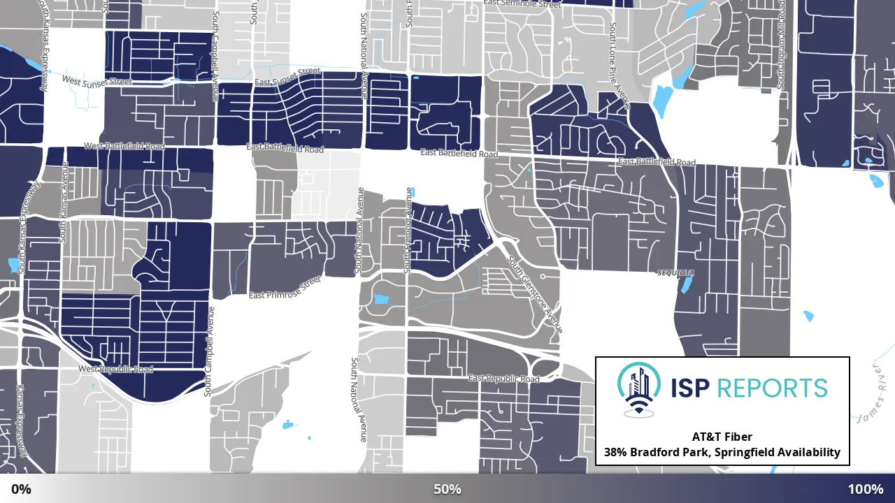 Bradford Park, Springfield, MO map of internet availability