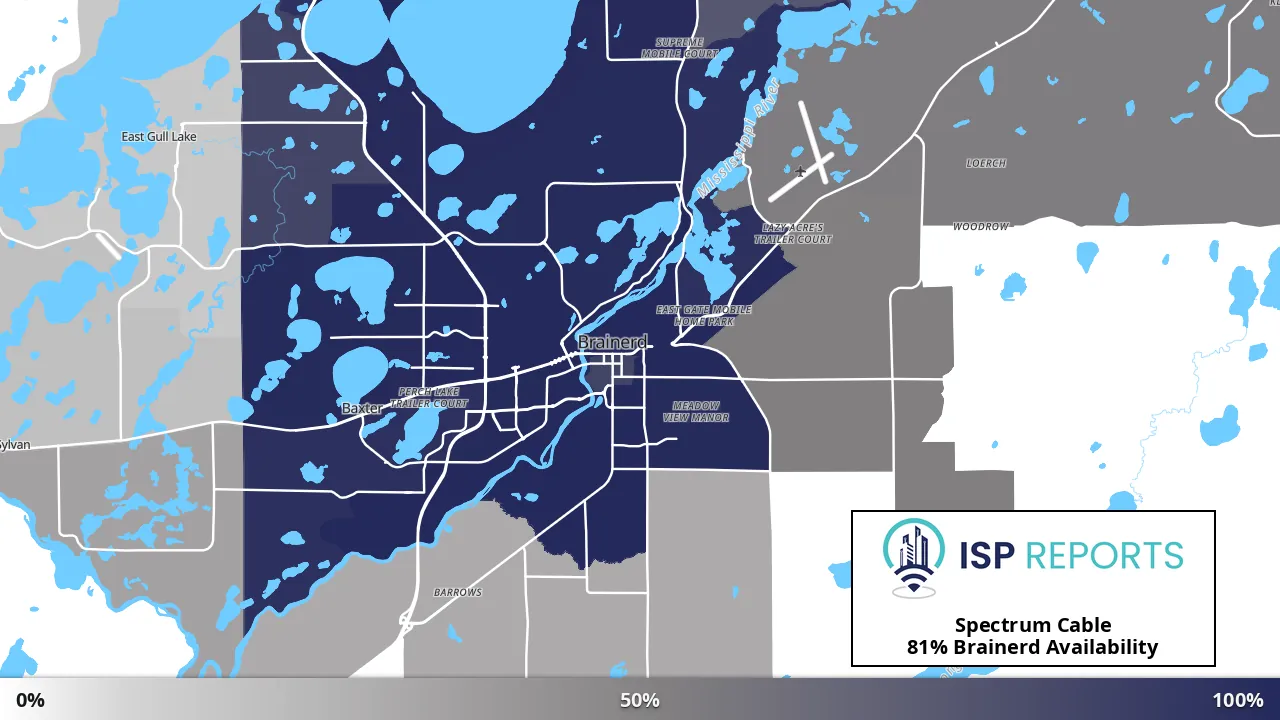 Brainerd, MN map of internet availability