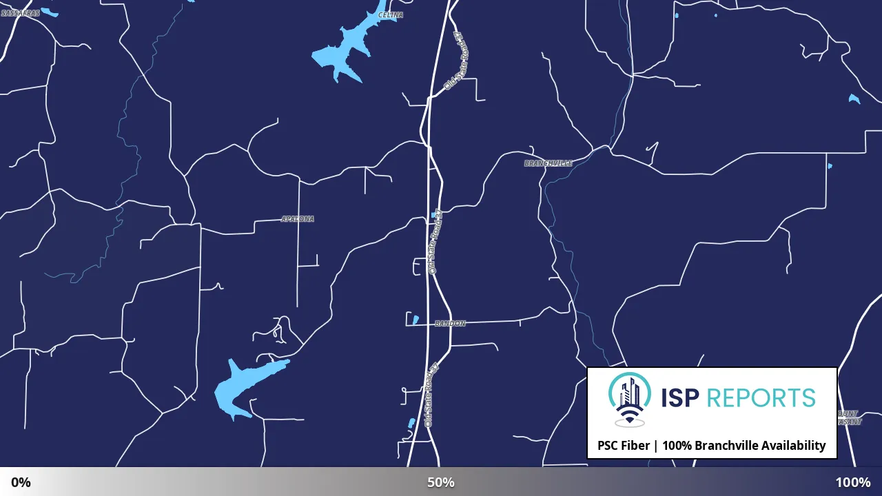Branchville, IN map of internet availability