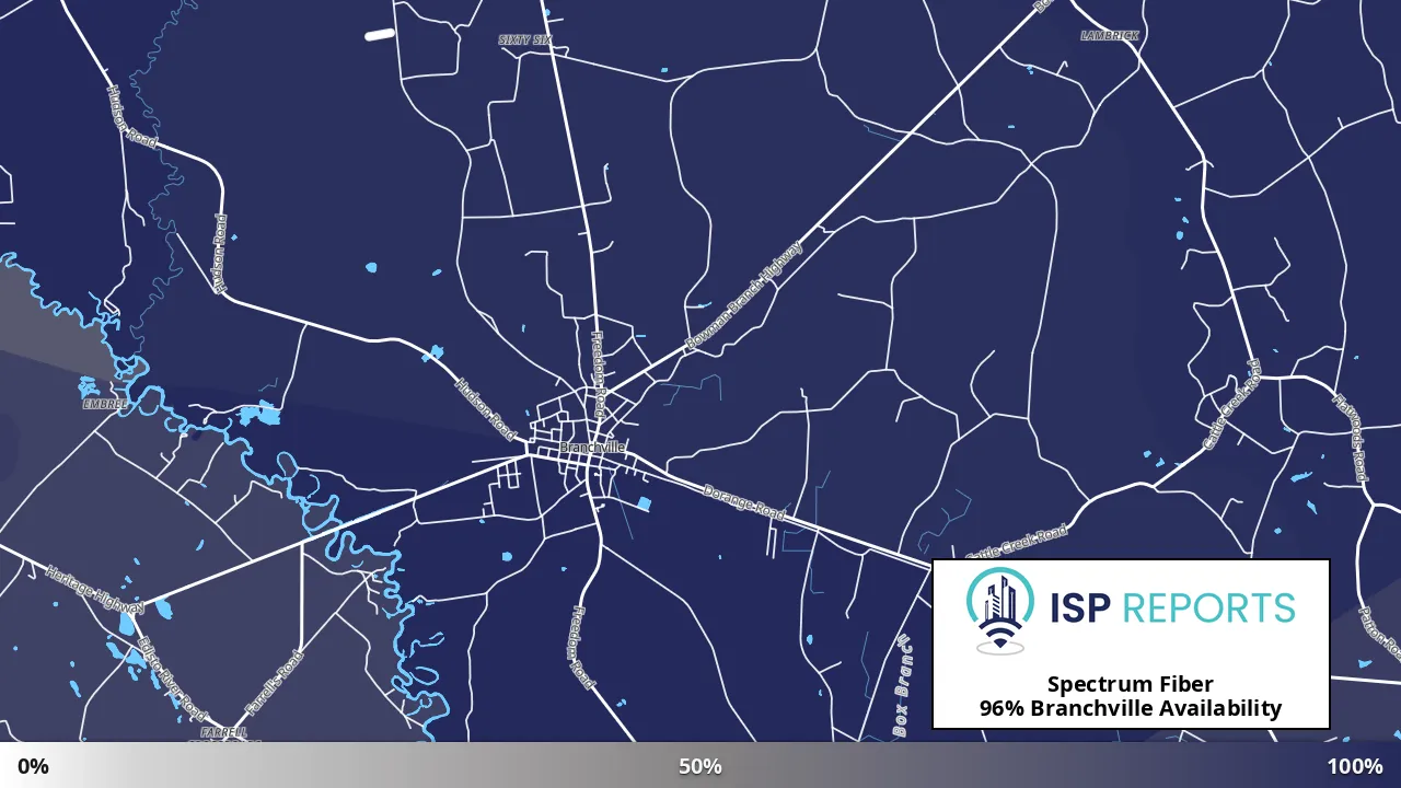 Branchville, SC map of internet availability