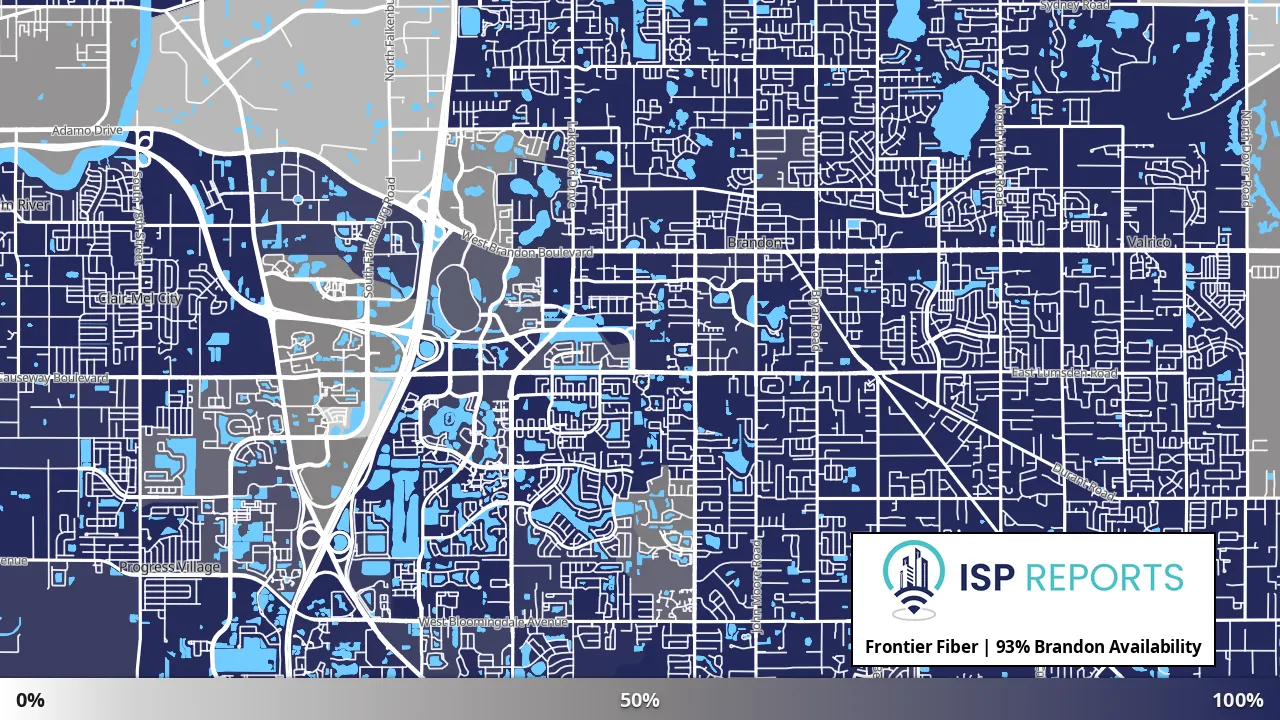 Brandon, FL map of internet availability