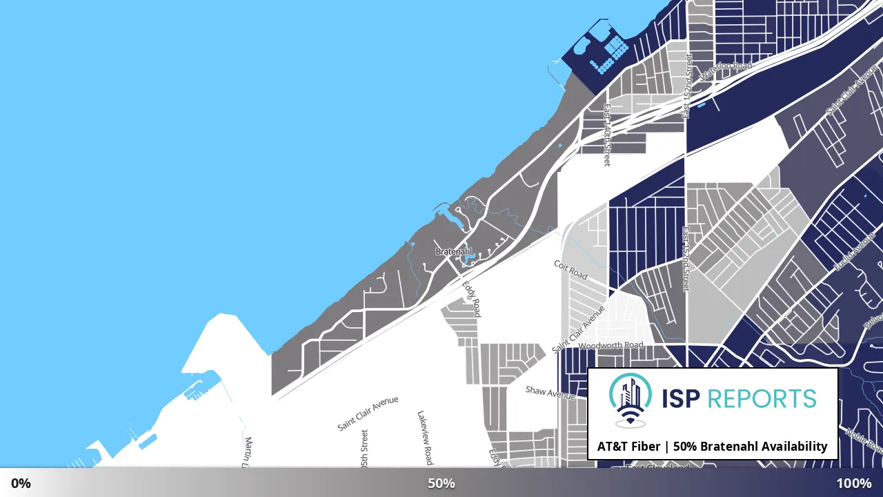 Bratenahl, OH map of internet availability