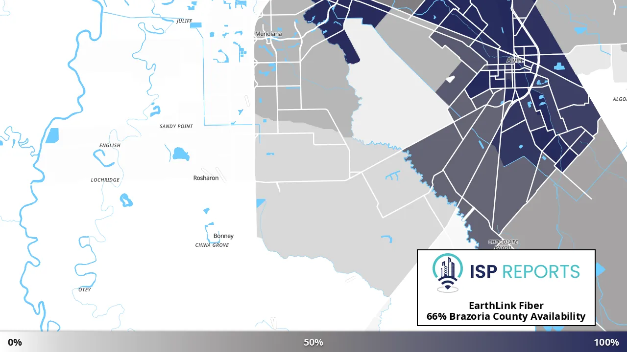 Brazoria County, TX map of internet availability