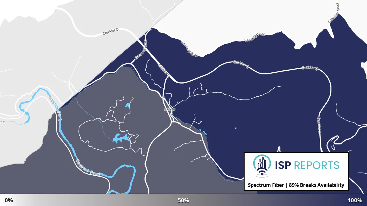 Breaks, VA map of internet availability