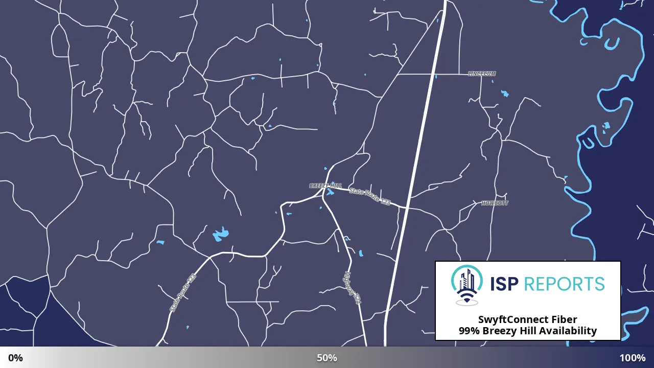 Breezy Hill, LA map of internet availability