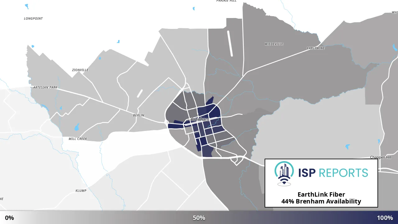Brenham, TX map of internet availability