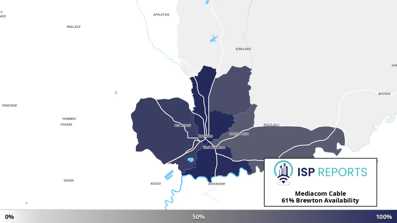 Brewton, AL map of internet availability