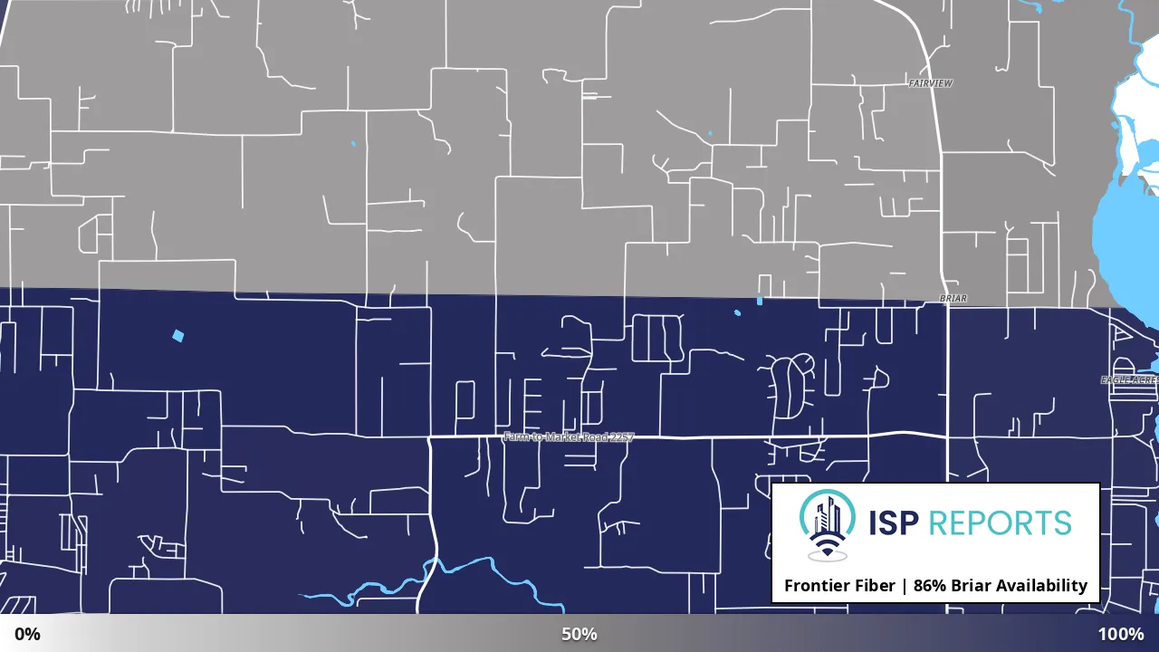 Briar, TX map of internet availability