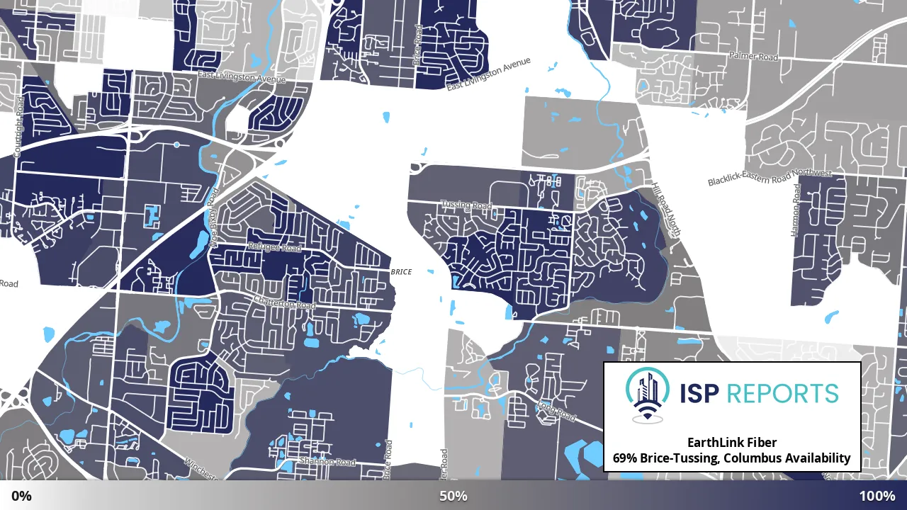 Brice-Tussing, Columbus, OH map of internet availability