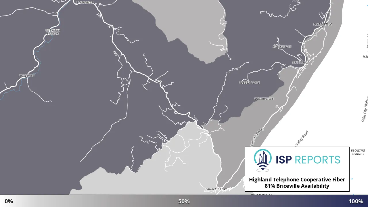 Briceville, TN map of internet availability