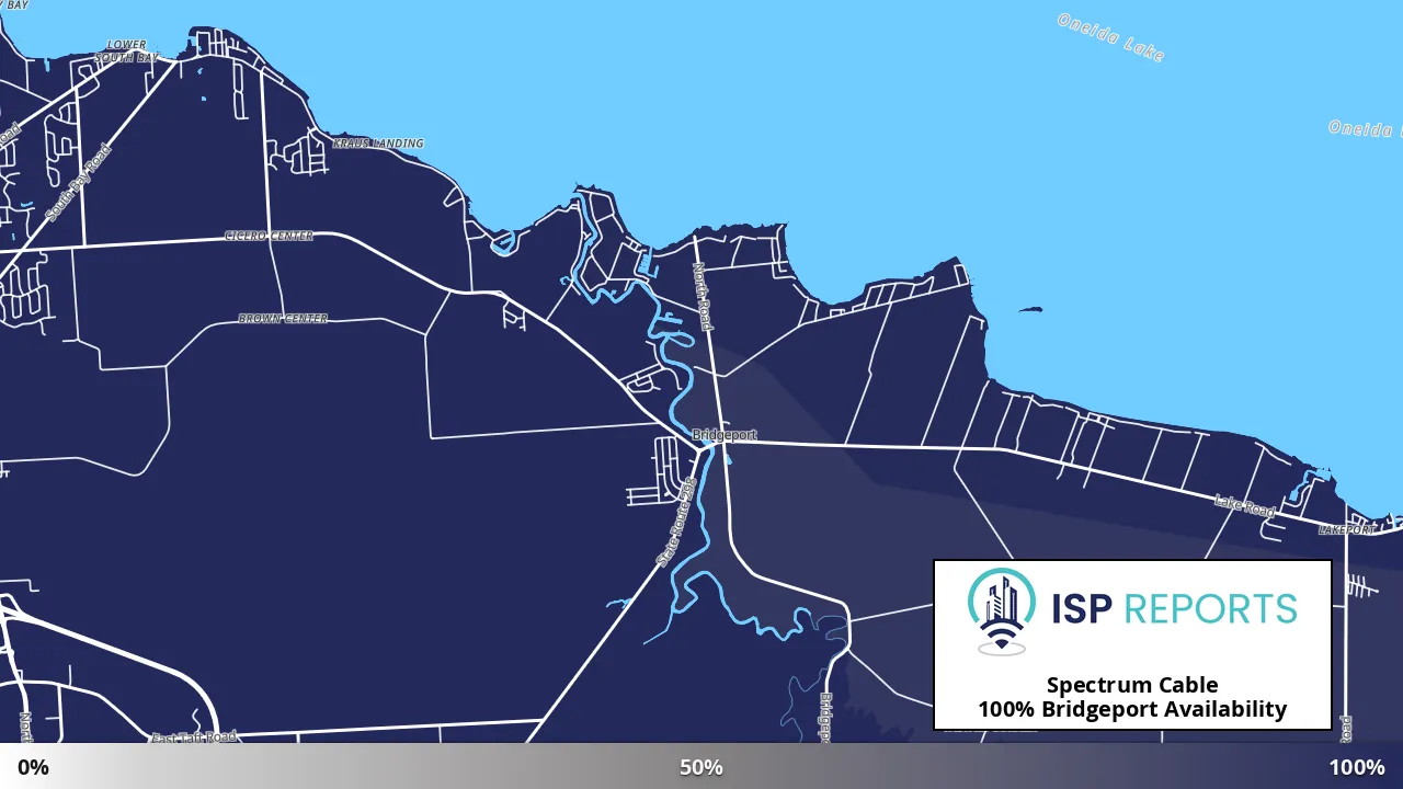 Bridgeport, NY map of internet availability