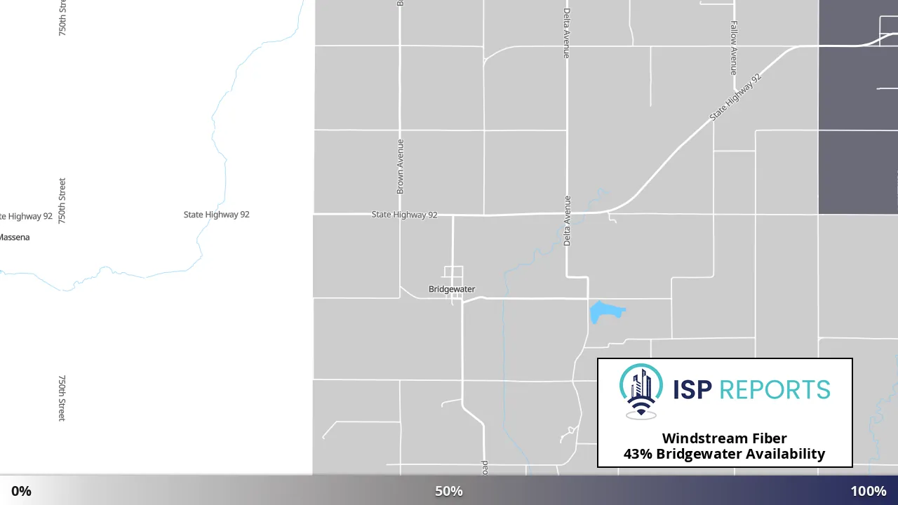 Bridgewater, IA map of internet availability