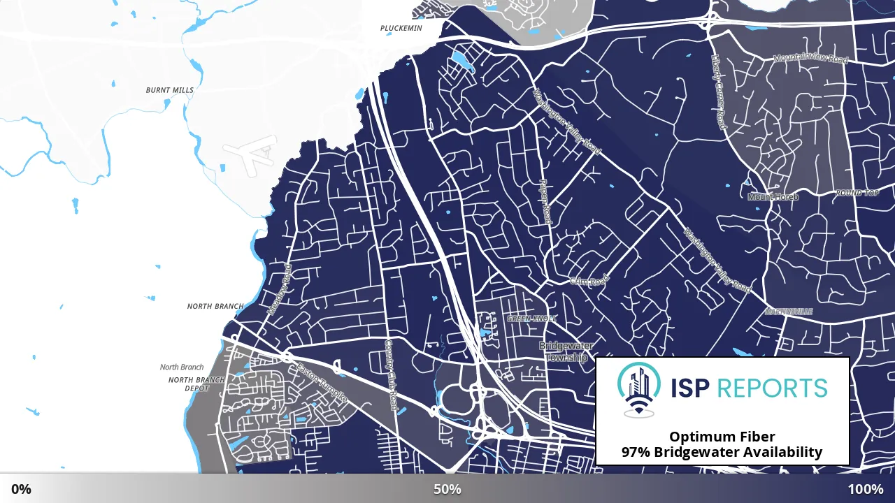 Bridgewater, NJ map of internet availability