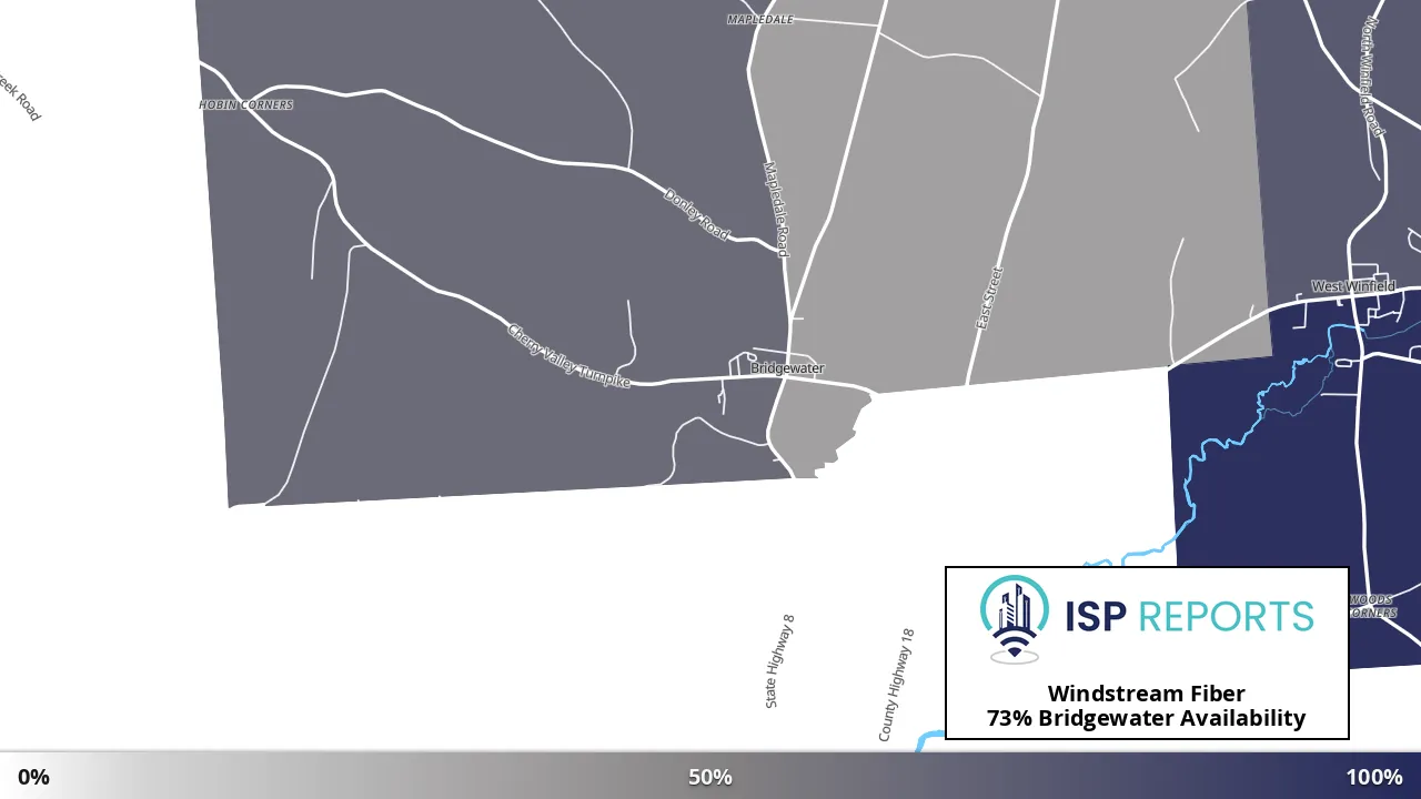Bridgewater, NY map of internet availability