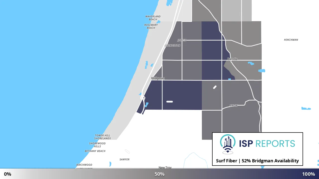 Bridgman, MI map of internet availability