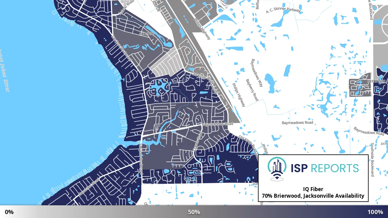 Brierwood, Jacksonville, FL map of internet availability