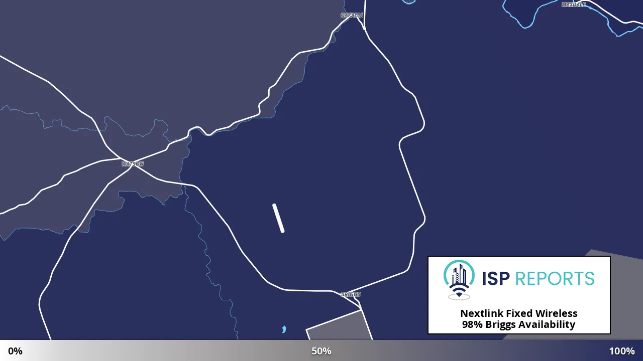 Briggs, TX map of internet availability
